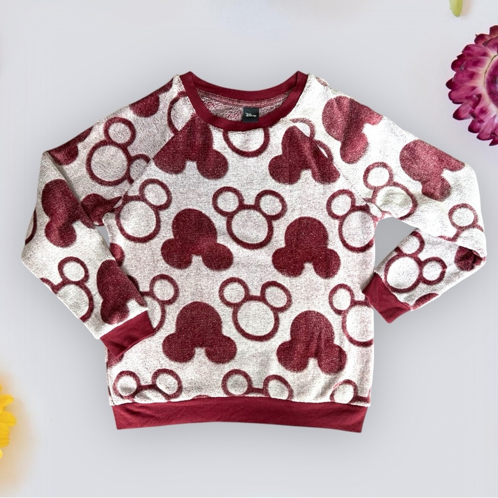 Disney Women's Mickey Mouse Crewneck Sweatshirt Soft Terry Cloth